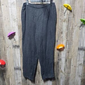 Flax Black Linen High Rise Straight Leg Pants